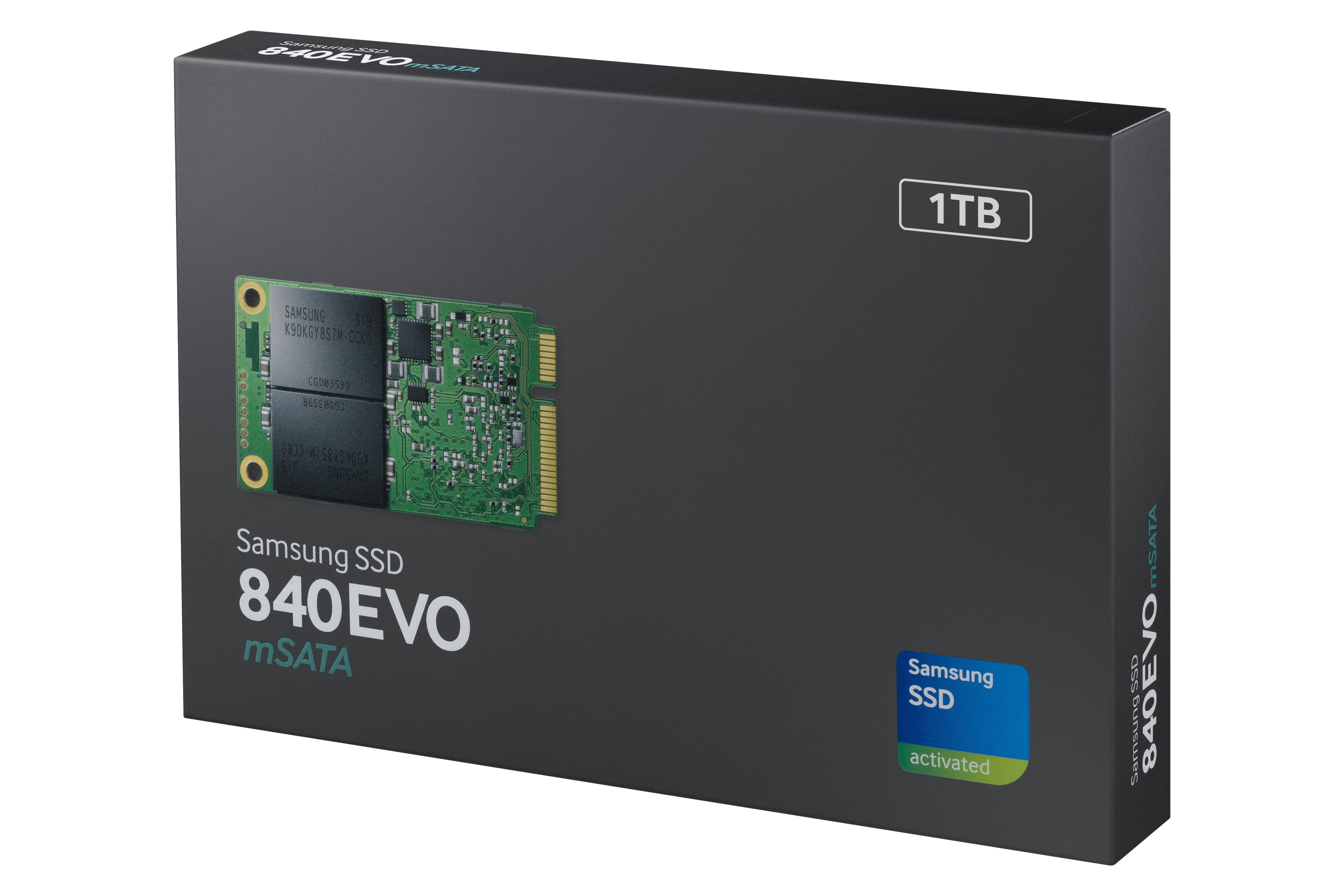 Die neue SSD EVO mSATA Festplatte von Samsung in ihrer edlen Verpackung.