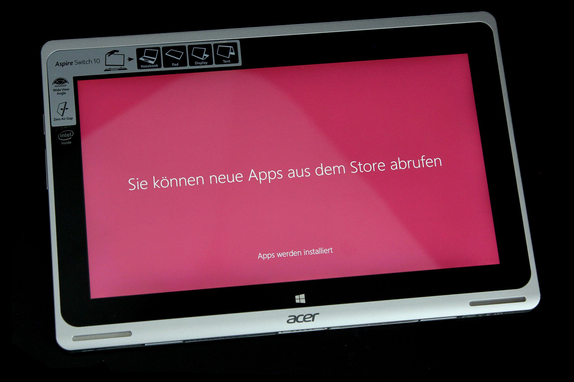 Acer Aspire Switch 10 - Draufsicht Bildschirm an