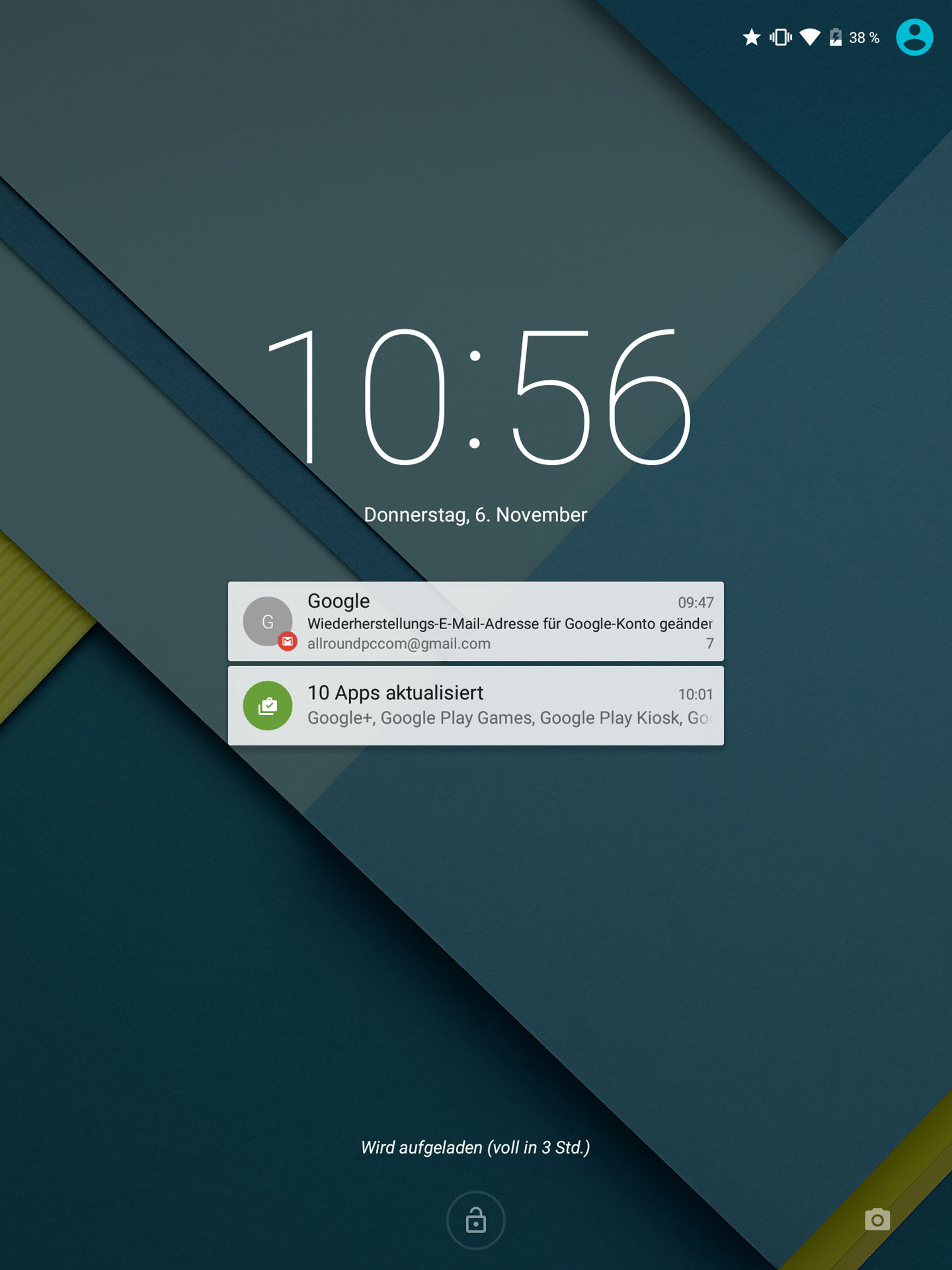 Nexus 9 - Sperrbildschirm