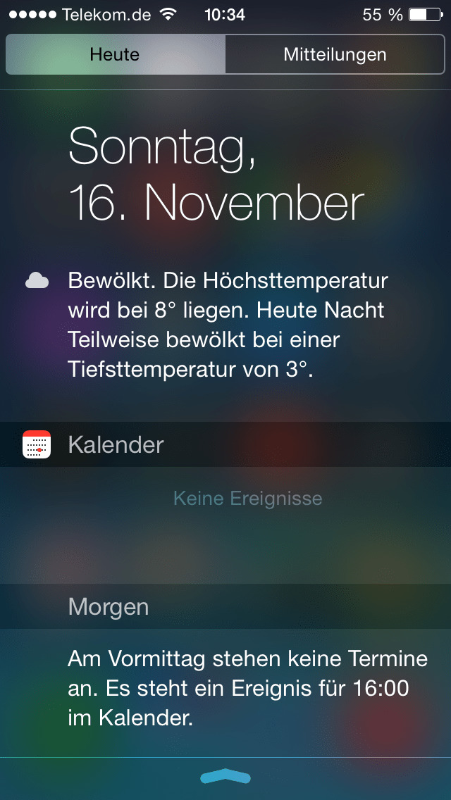 iOS 8 Mitteilungszentrale