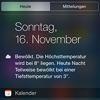 iOS 8 Mitteilungszentrale Startbild