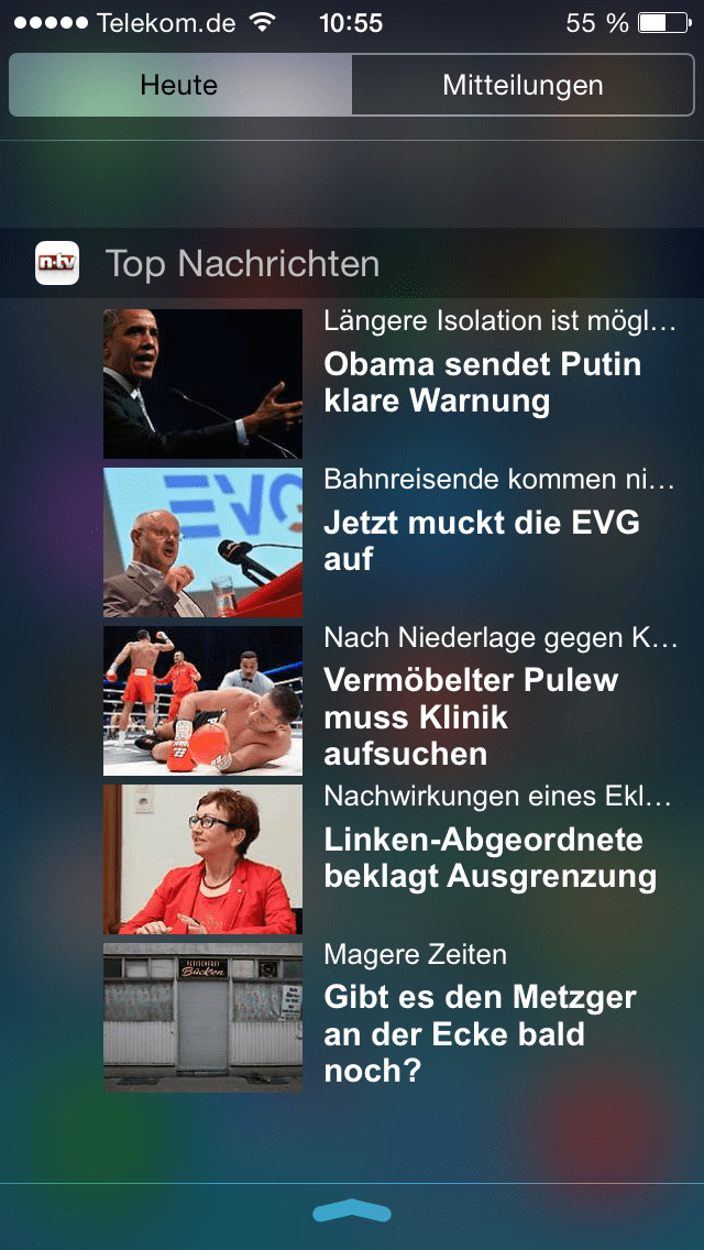 n-tv Nachrichten Widget mit Top-Headlines