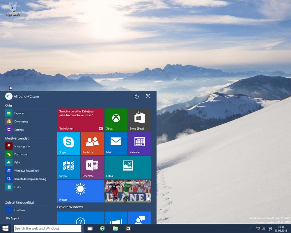 Windows 10 - Startmenü