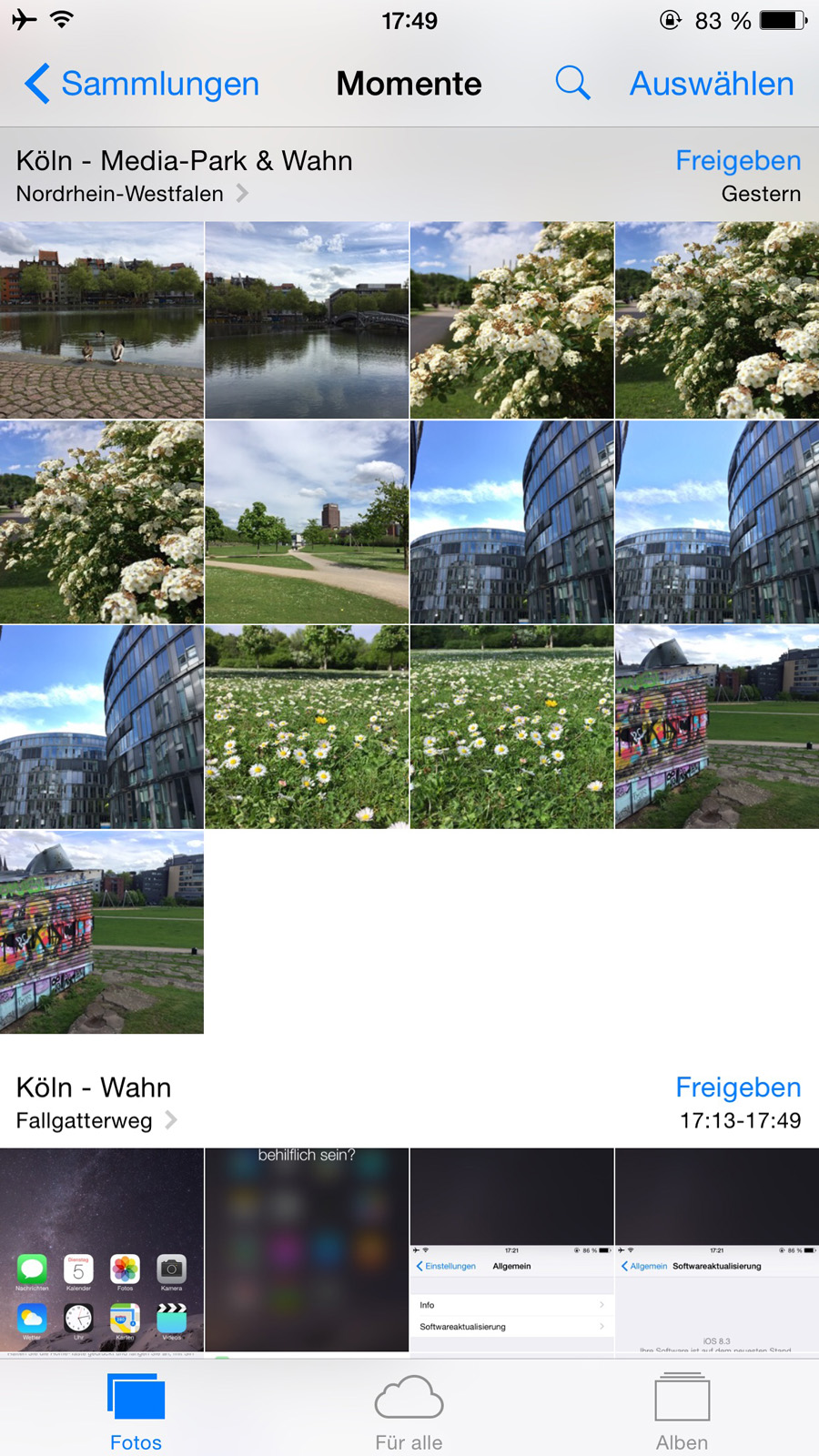 iOS8 Fotos verstecken auswählen