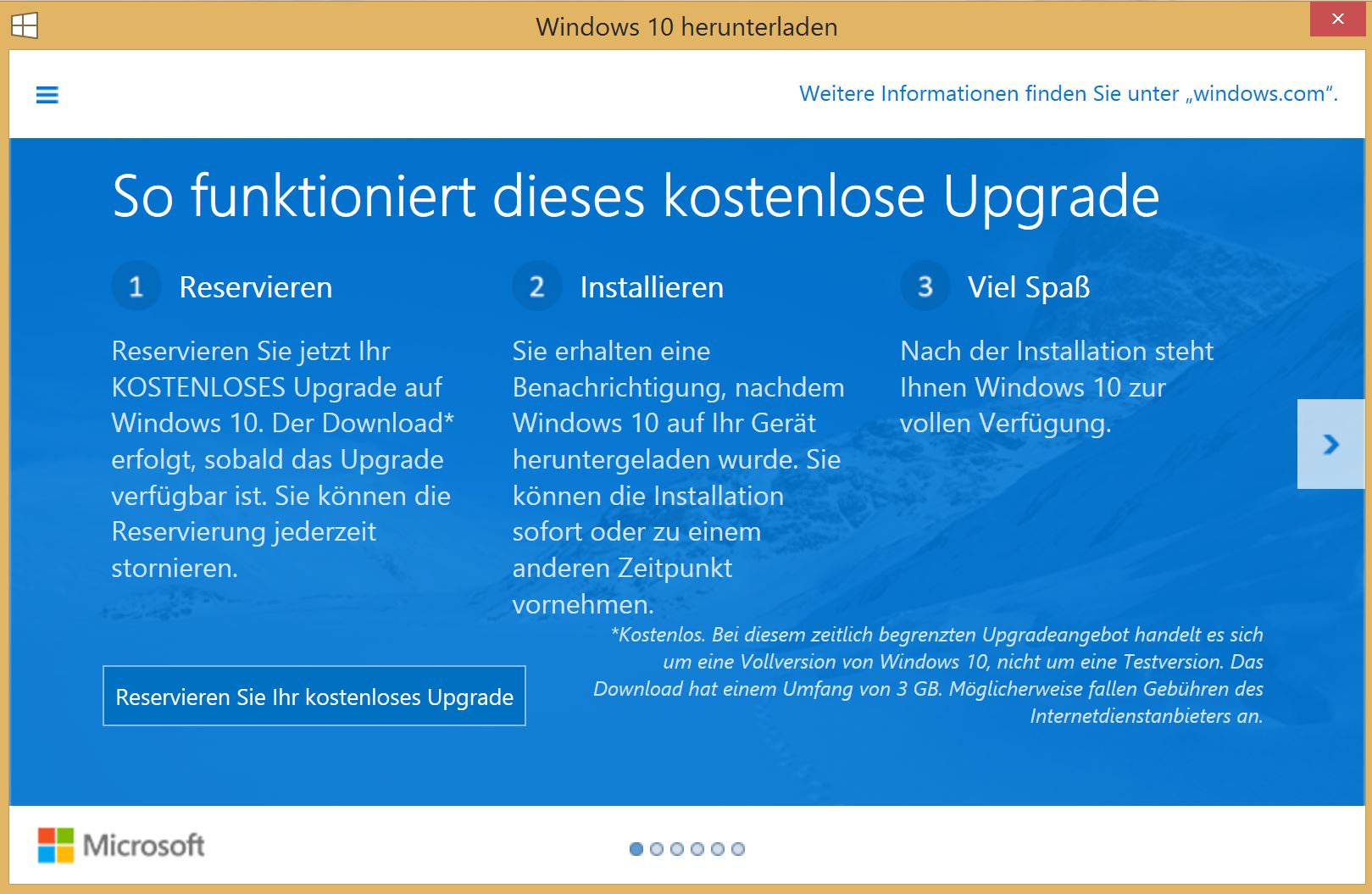 Windows 10 Upgrade Reservierung