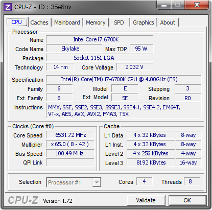 Intel Core i7-6700K auf 6,5 GHz übertaktet