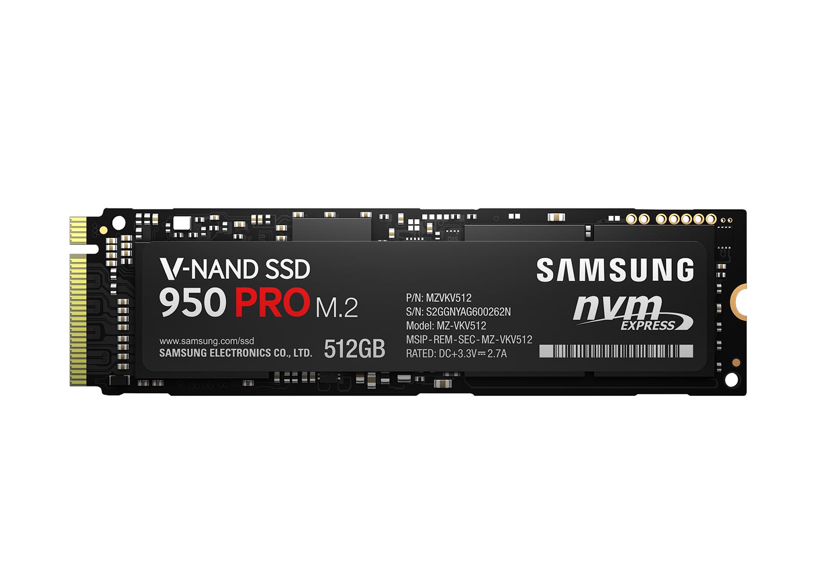 Samsung SSD 950 Pro 256 GB Frontansicht