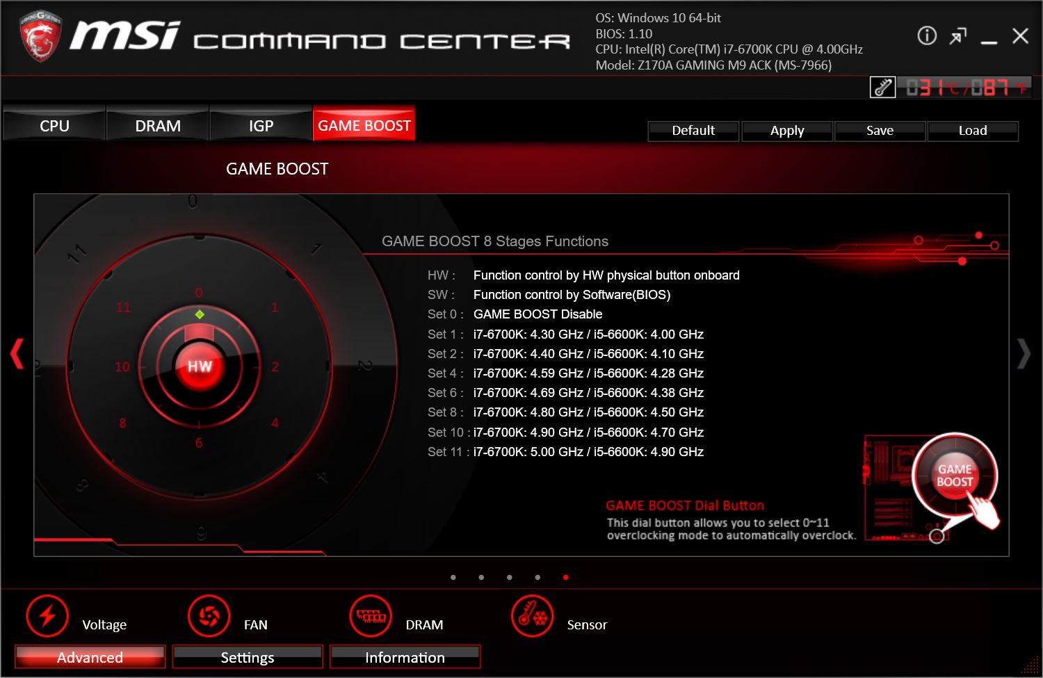 MSI Command Center Gaming Boost