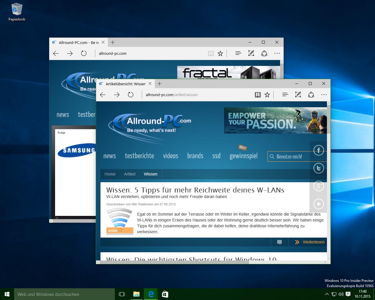 Windows 10 Fall Update - EDGE Browser nun mit mehreren Instanzen