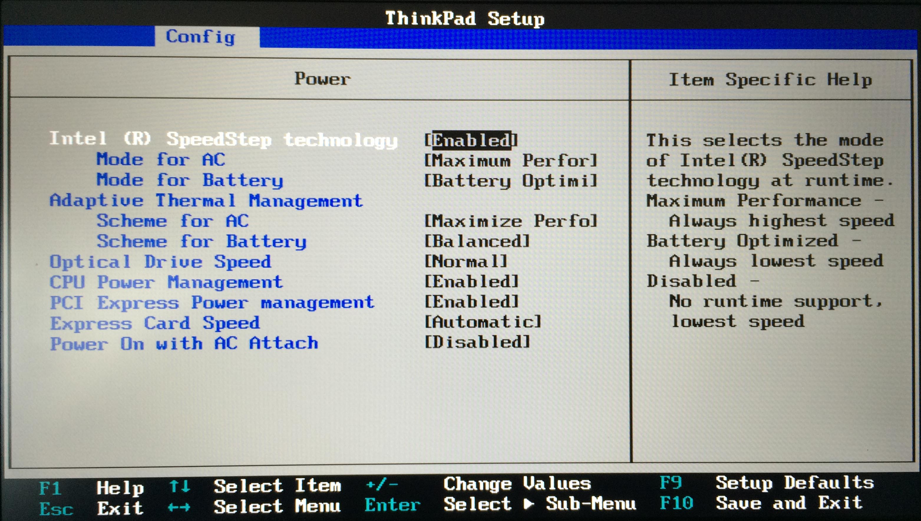 Lenovo Thinpad X220 - Energiesparoptionen im BIOS