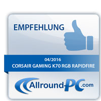 Corsair Gaming K70 RGB RapidFire Award