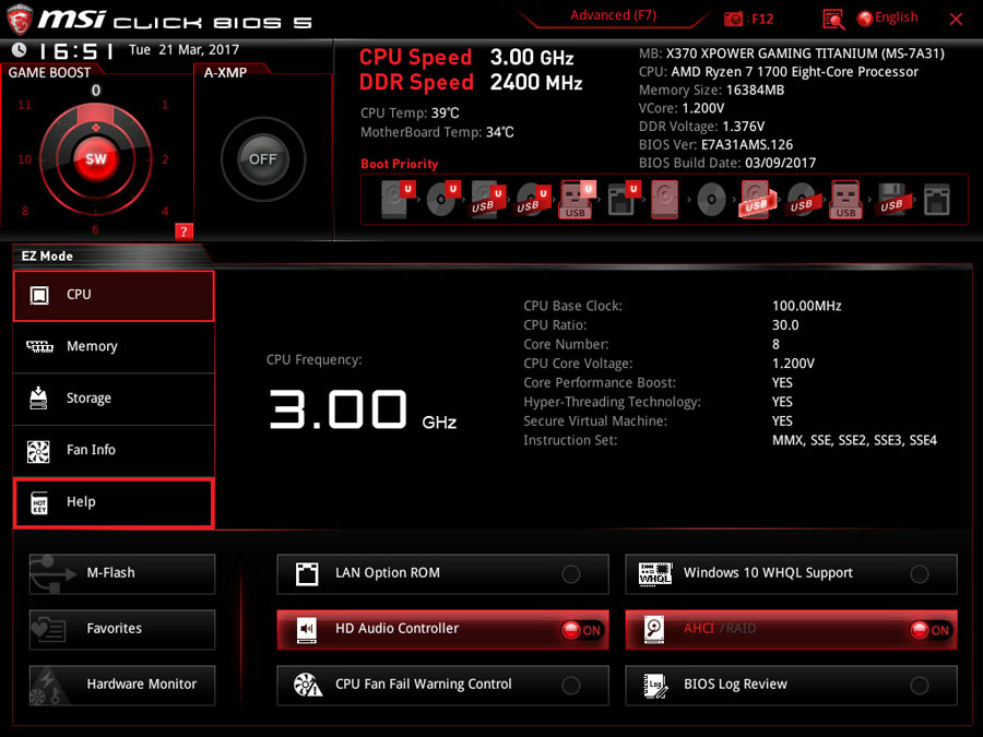 MSI X370 Xpower Gaming Titanium - BIOS EZ Mode