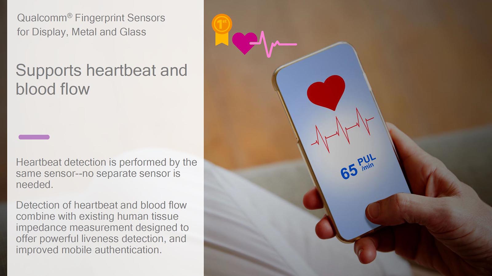 Qualcomm Bildschirm Fingerabdrucksensor Herzschlag