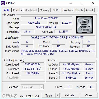 Core i7-7740X CPU-Z