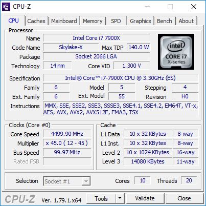 Core i9-7900X CPU-Z