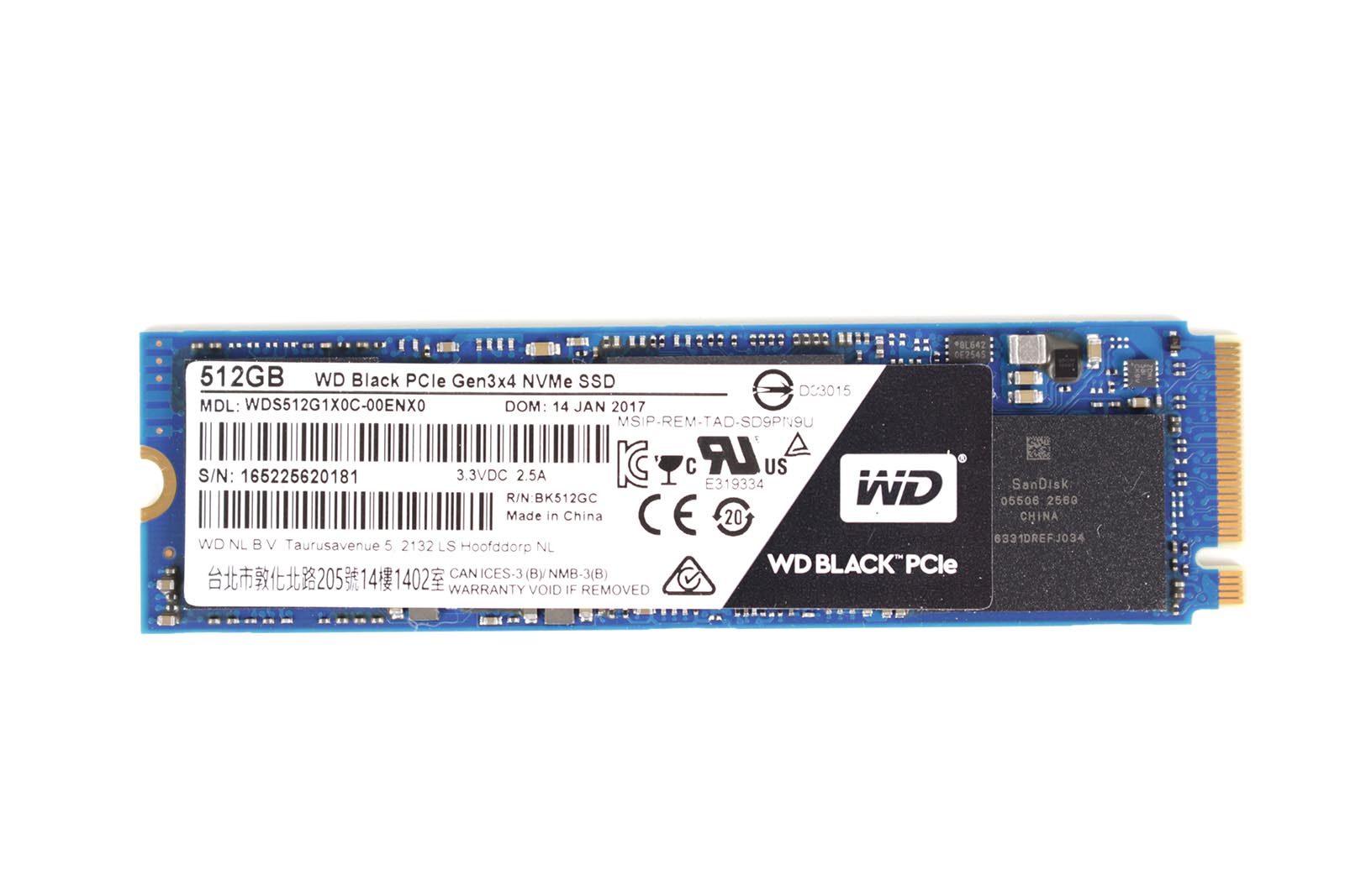 WD Black 512GB NVMe SSD - Oberseite