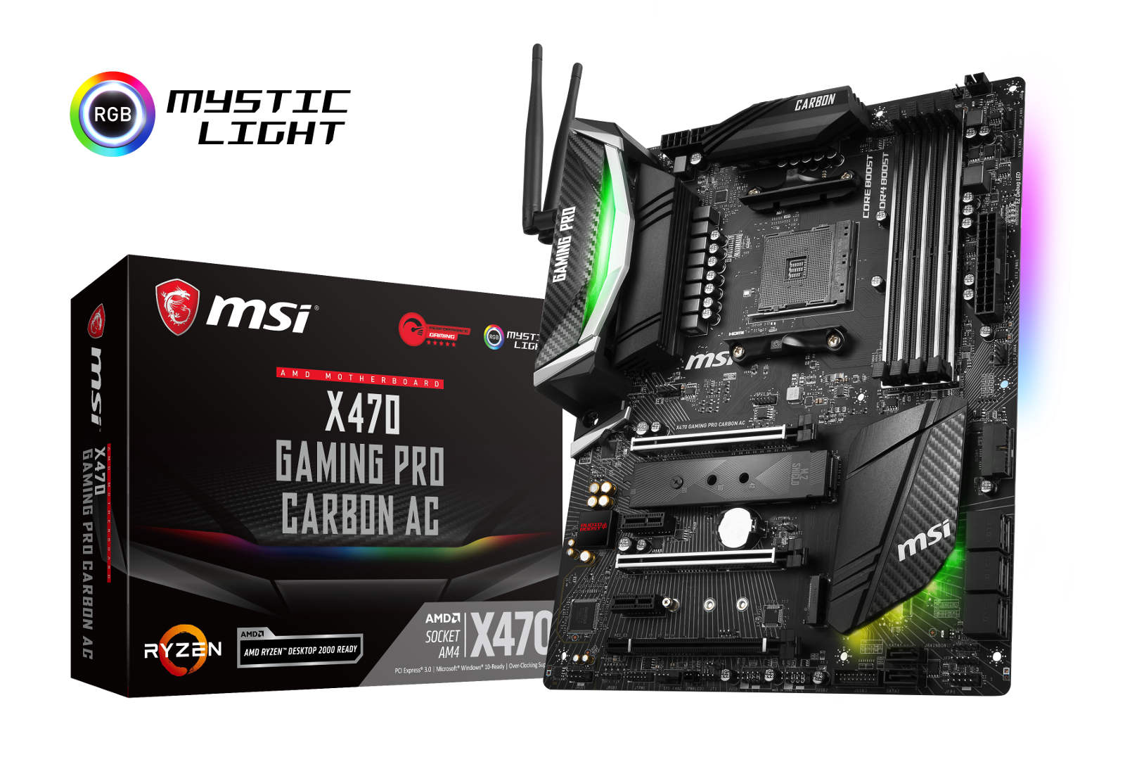 MSI X470 Gaming Pro Carbon AC Mainboard mit Verpackung