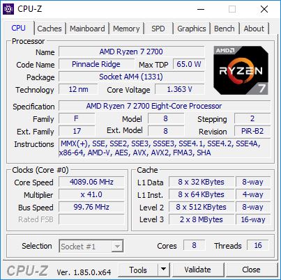 AMD Ryzen 7 2700 CPU-Z OC