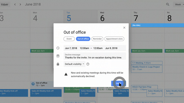 Google Kalender Out of Office Funktion
