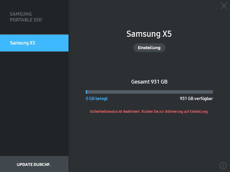 Samsung Portable SSD X5 Software 1