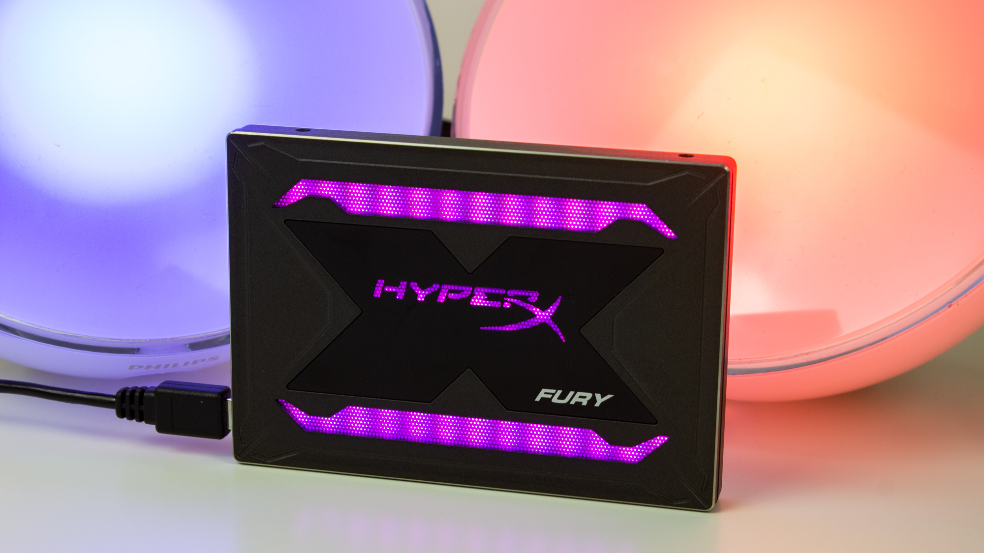 HyperX Fury RGB SSD 480 GB - Lila Beleuchtung