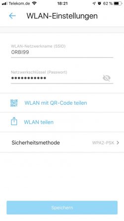 Orbi Pro App WLAN-Einstellungen