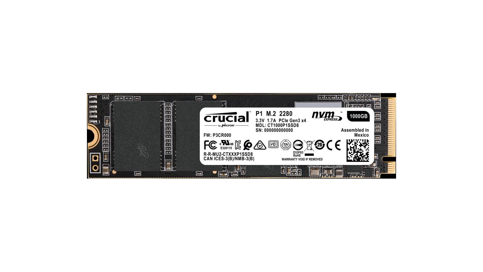 Crucial P1 SSD mit 1 TB - Draufsicht