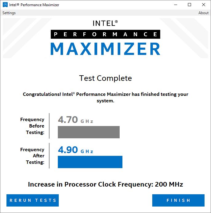 Intel Performance Maximizer Ergebnisse
