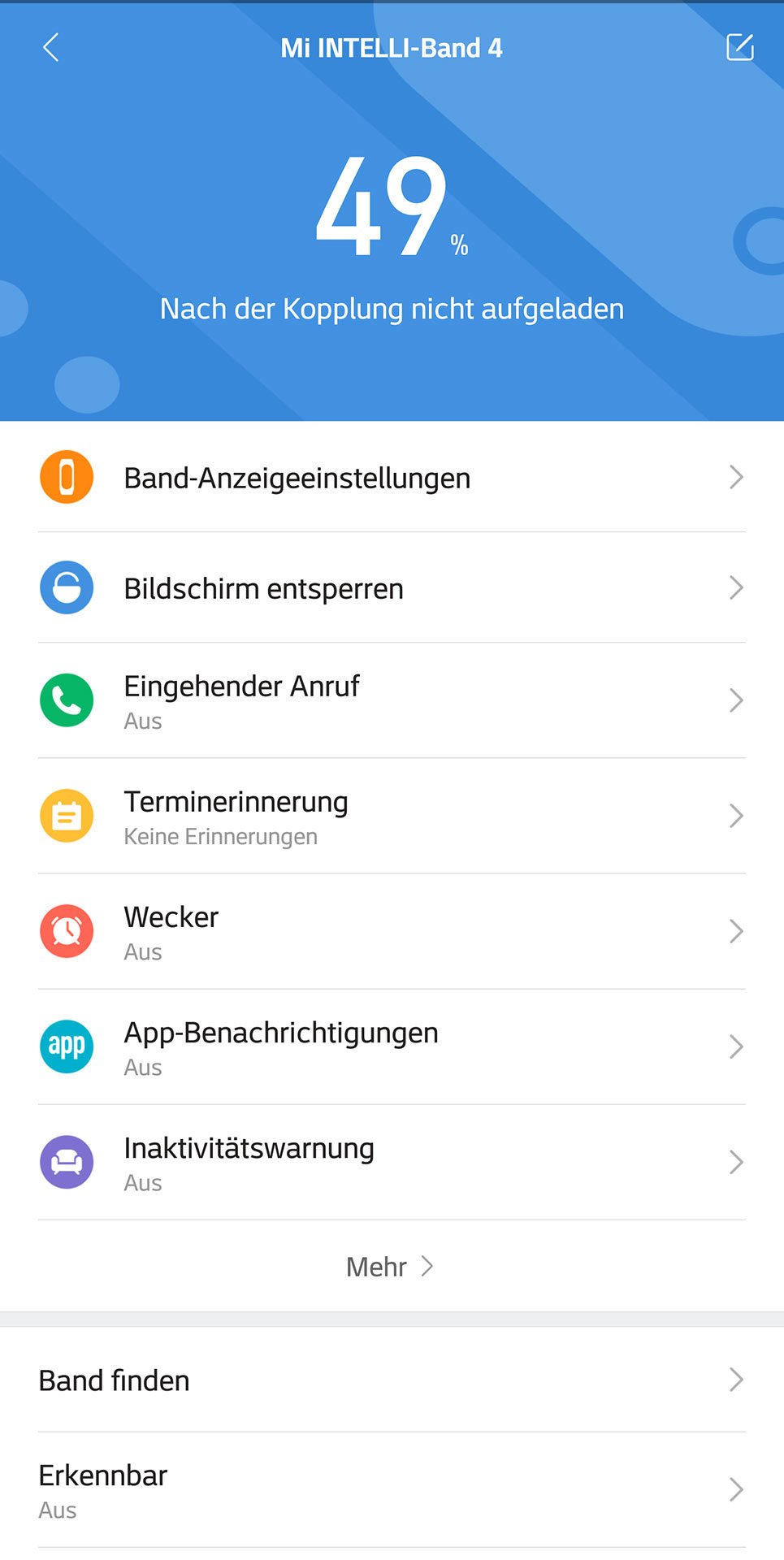 Mi-Band-4-App-Übersicht