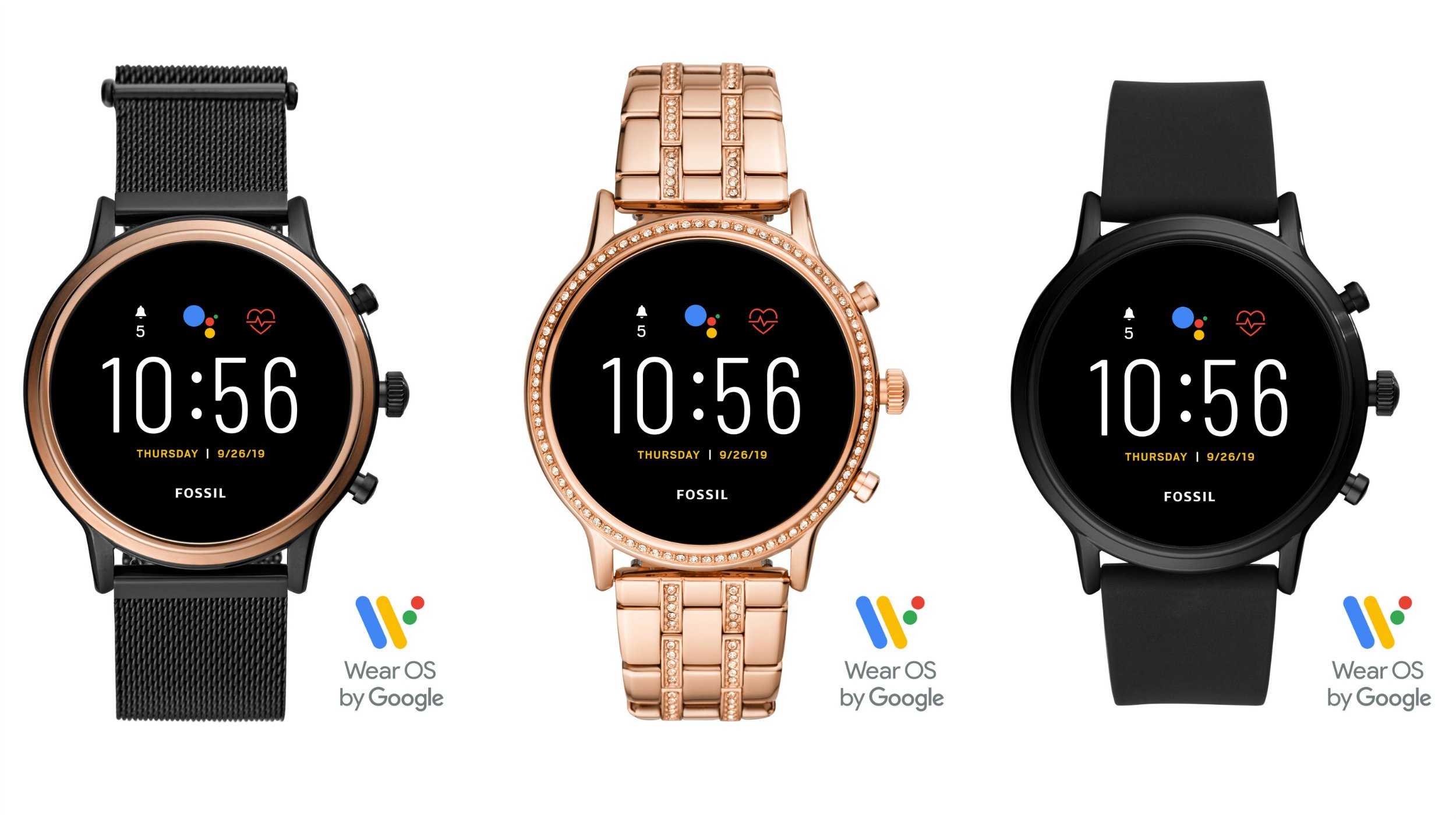 Die drei anderen Varianten der neuen Fossil Q Smartwatches der 5. Generation.