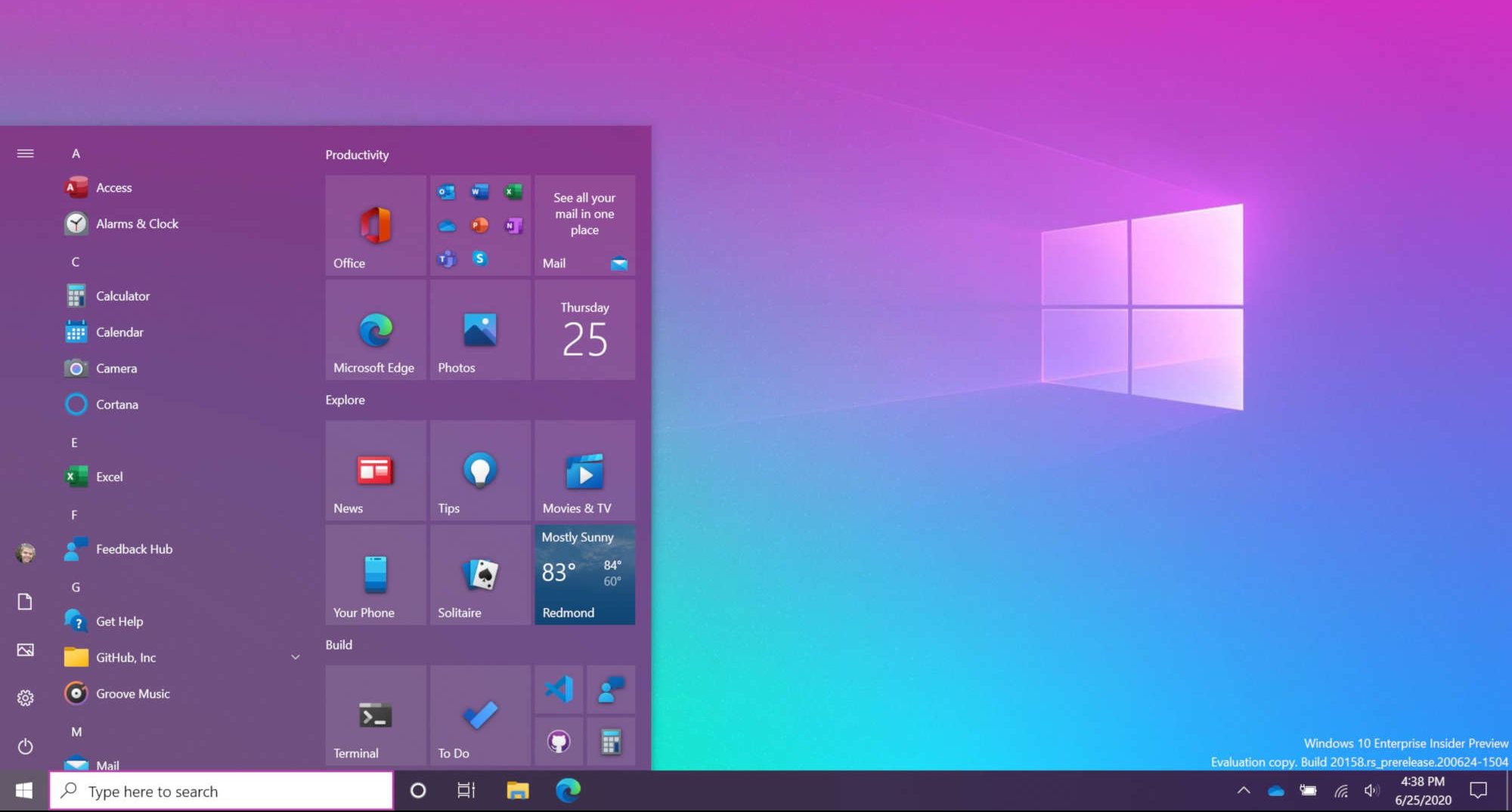 Das neue Startmenü in Windows 10 wird ein leicht verändertes Design aufweisen.