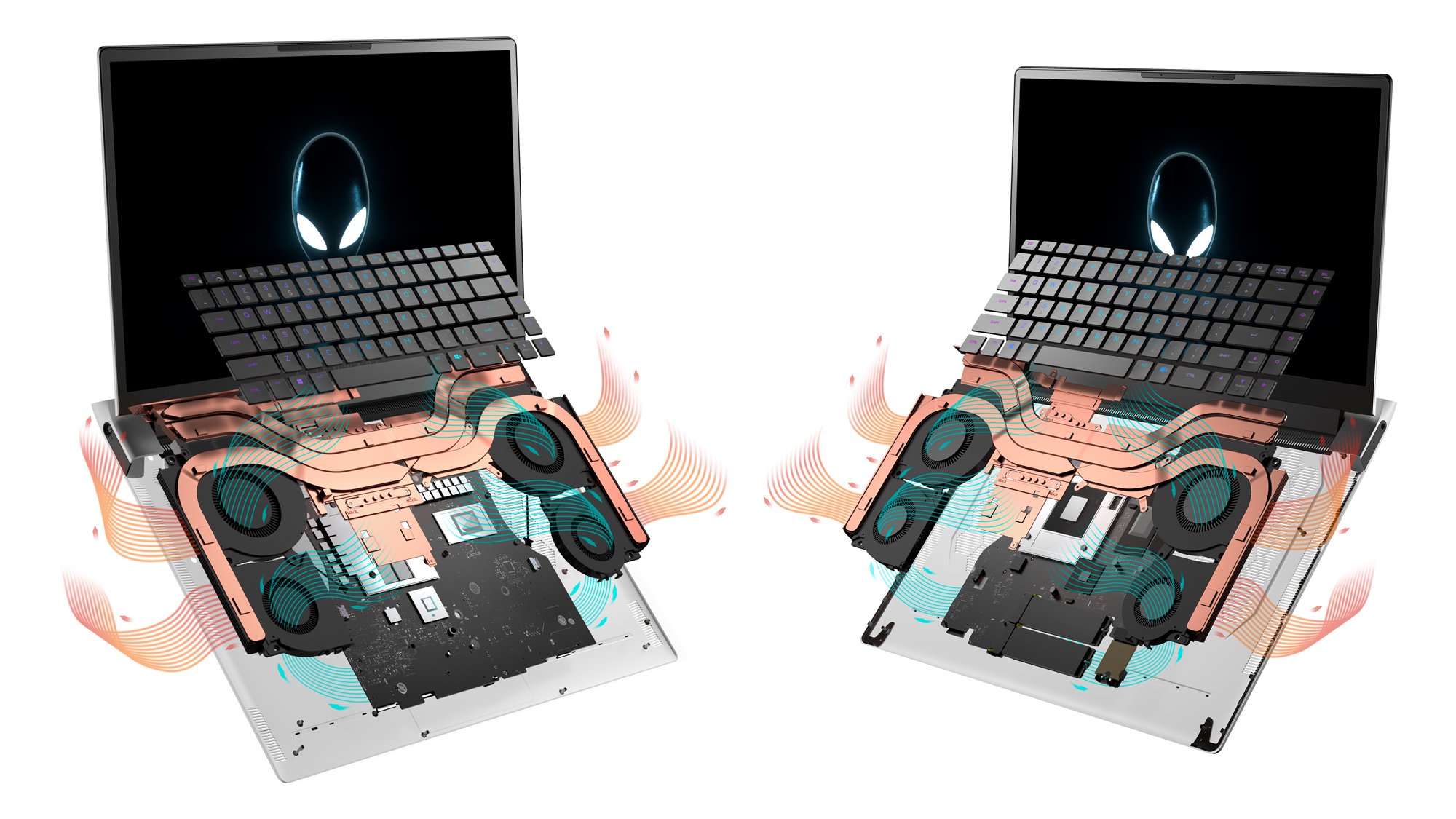 Links das Alienware x17, rechts das x15.