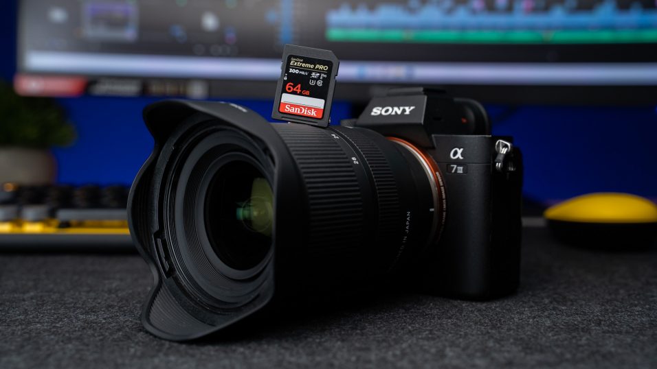 SanDisk Extreme Pro 64 GB auf einer Kamera
