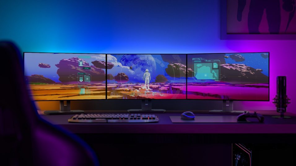 Philips Hue Play Gradient Lightstrip Fuer Pc Triple Monitor