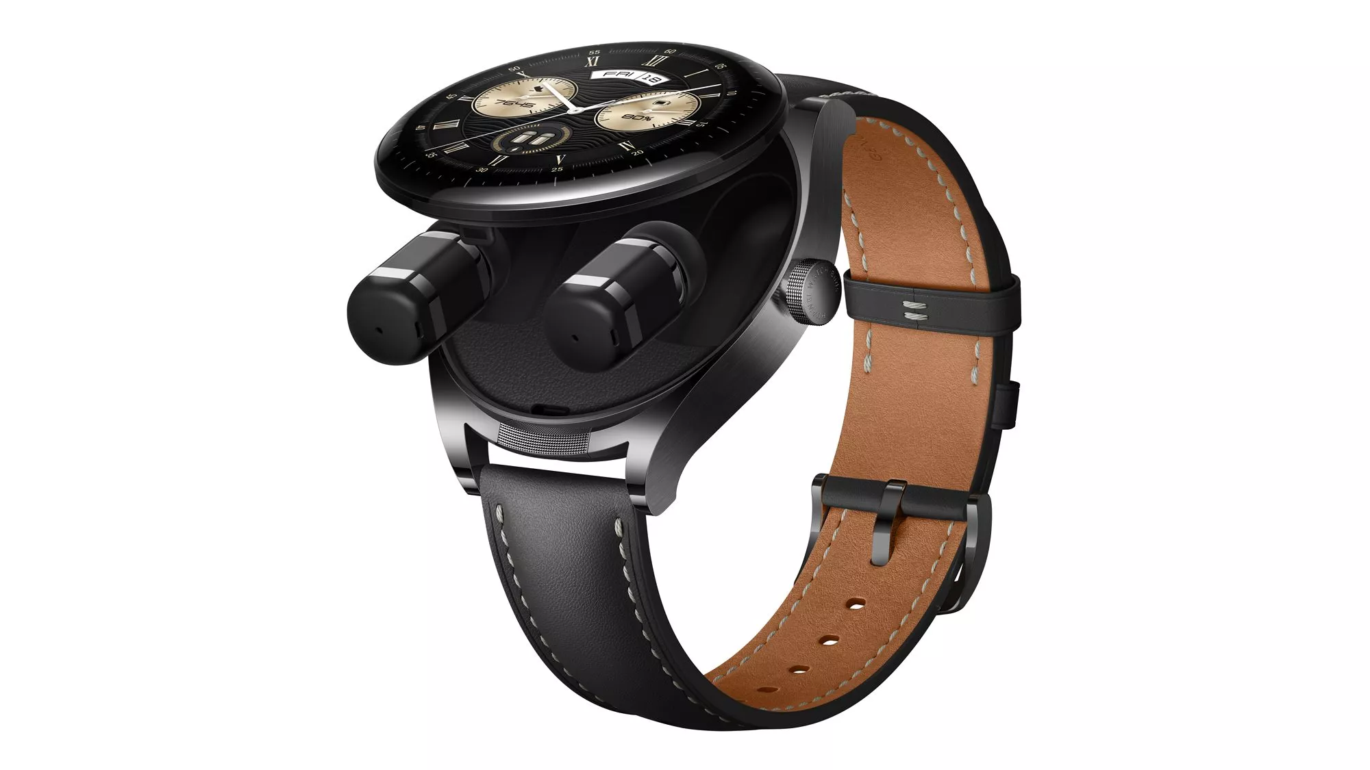 Huawei Watch Buds Smartwatch mit versteckten In-Ear-Kopfhörern.