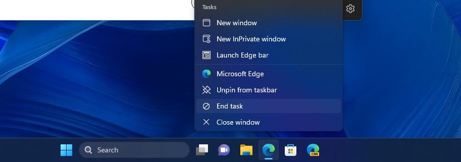 Windows 11 Taskbar mit neuer Funktion