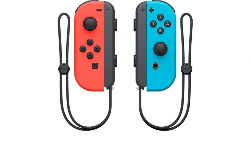 Zwei Joy-Cons der Nintendo Switch in rot und blau.