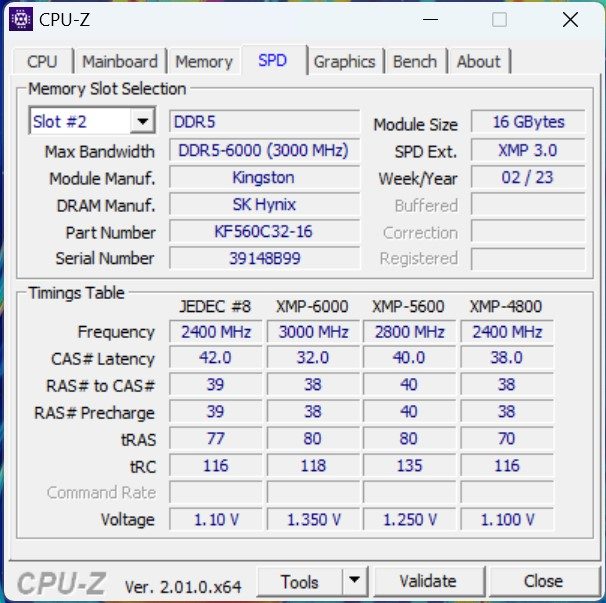 XMP-Profile in CPU-Z