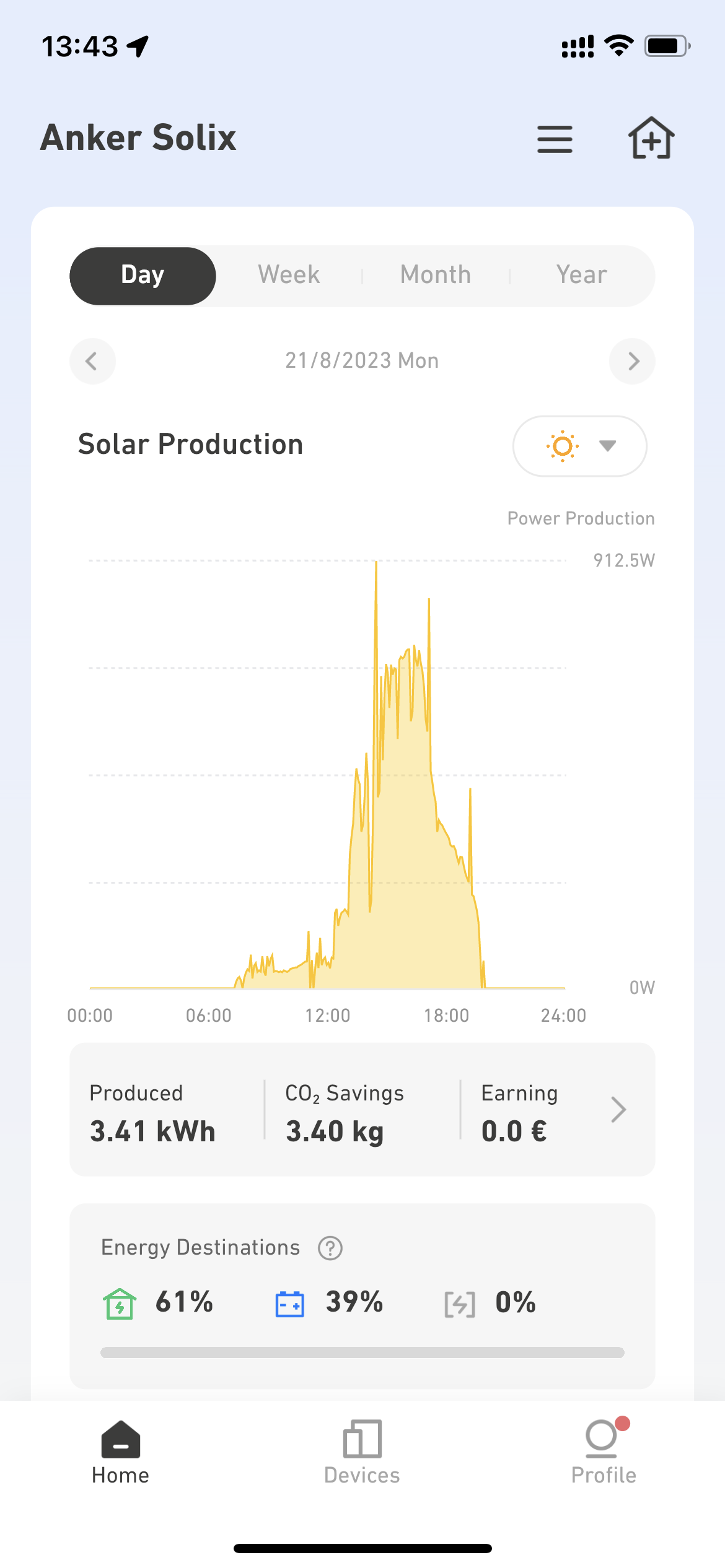 Anker SOLIX Solarbank - Ertrag in der Anker App
