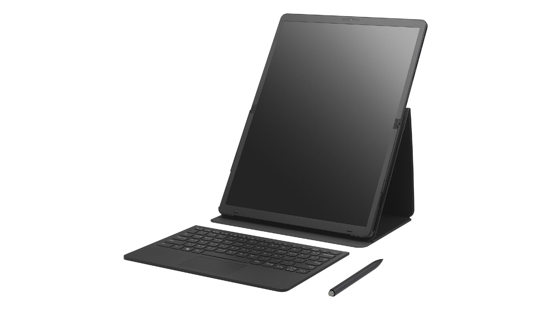 LG Gram Fold Foldable Notebook aufgestellt mit Tastatur