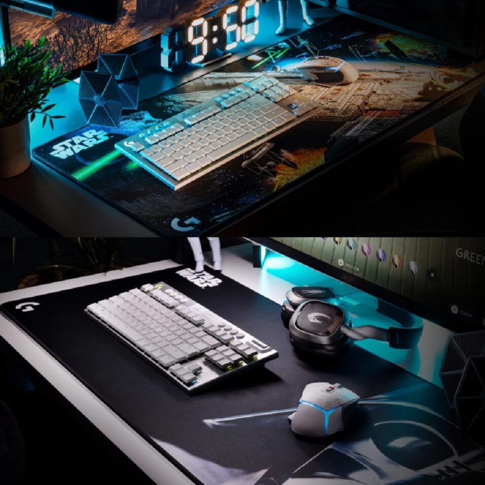 Logitech Gaming-Ausrüstung im Star Wars Design auf Schreibtisch