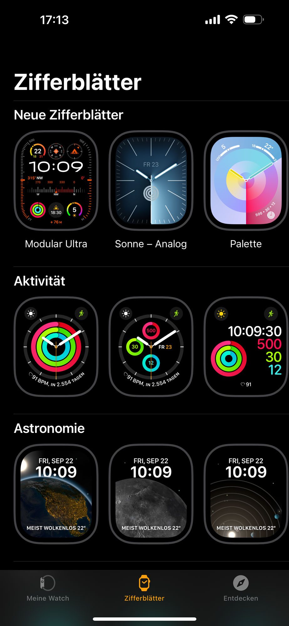 Apple Watch App Ziffernblätter