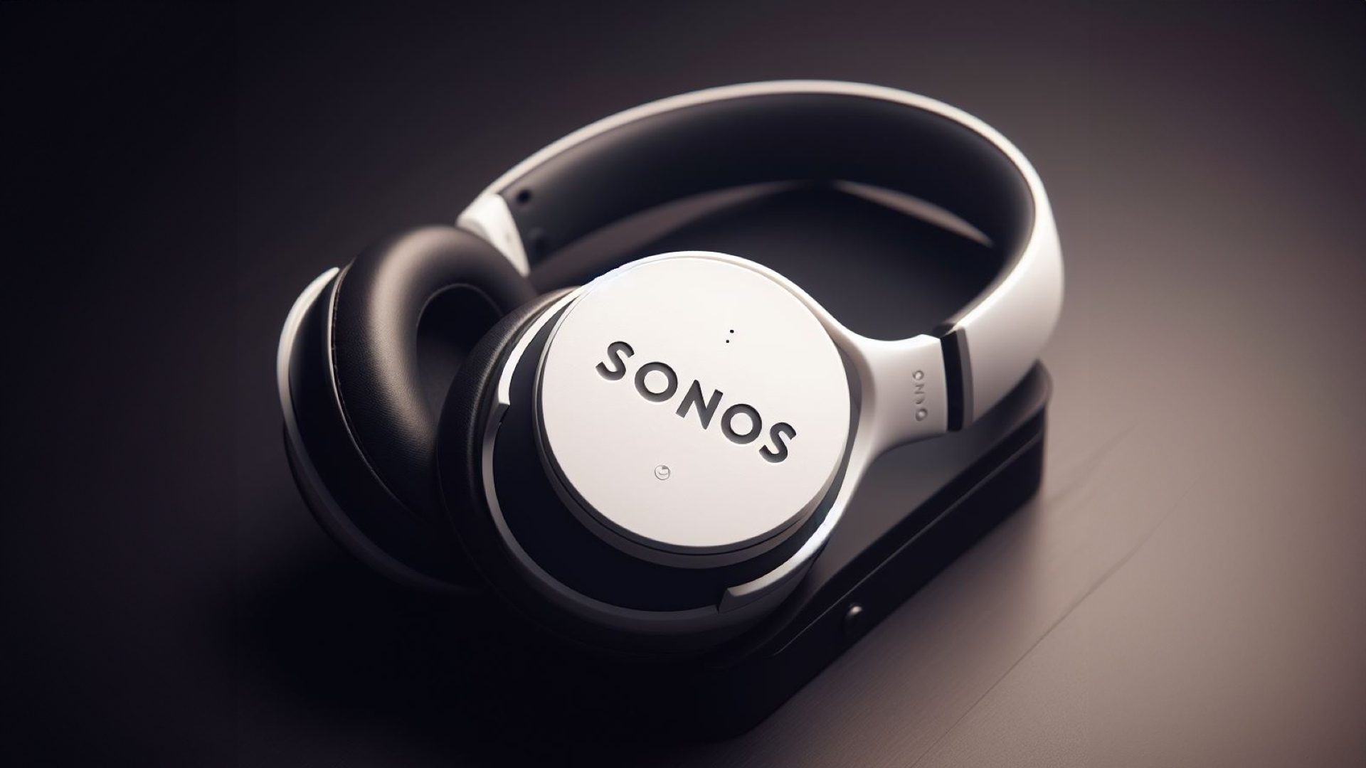 KI-generiertes Konzeptbild zeigt einen weißen Over-Ear-Kopfhörer mit Sonos-Schriftzug.