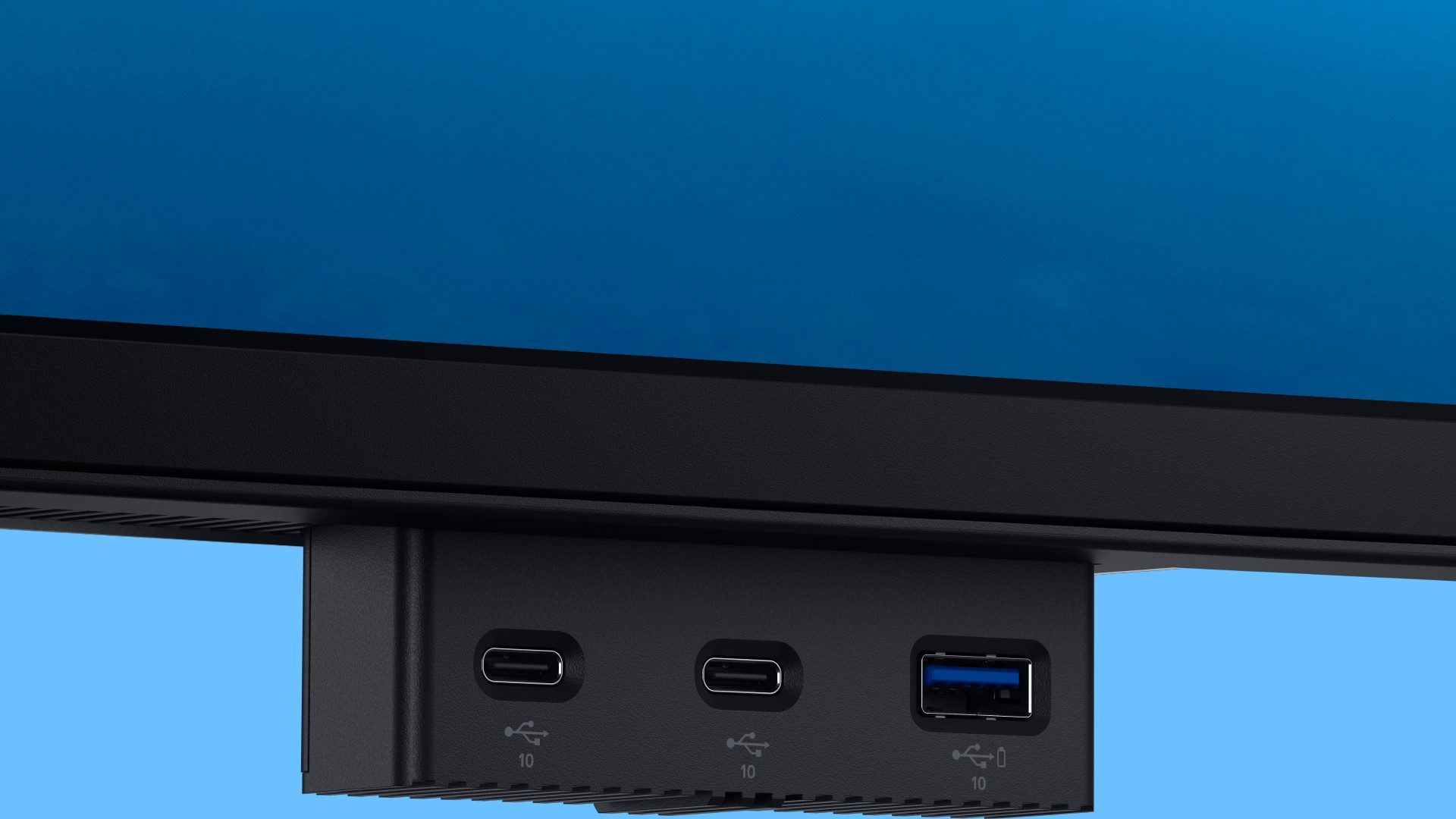 Ausklappbarer USB-Hub des Dell UltraSharp U4025QW.