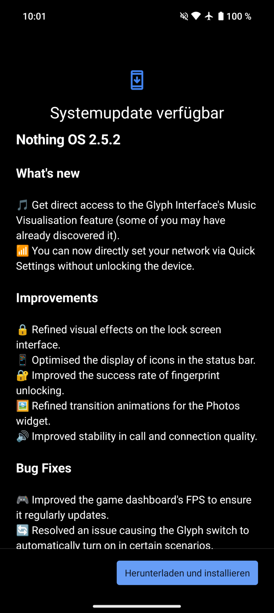 Nothing Phone 2 Software-Update Nothing OS 2.5.2 Screenshot 1