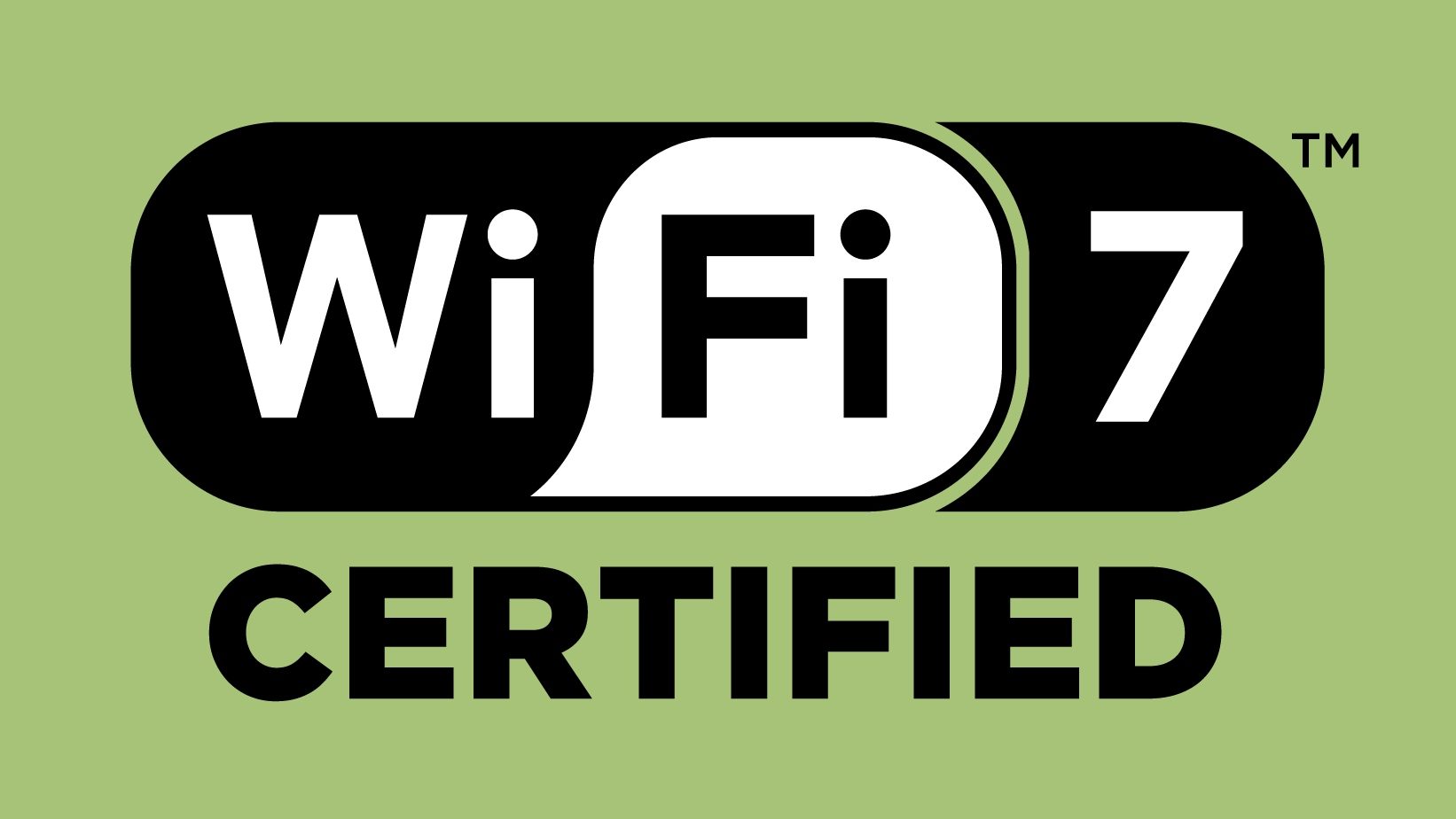 Wi-Fi 7 certified Logo mit grünem Hintergrund