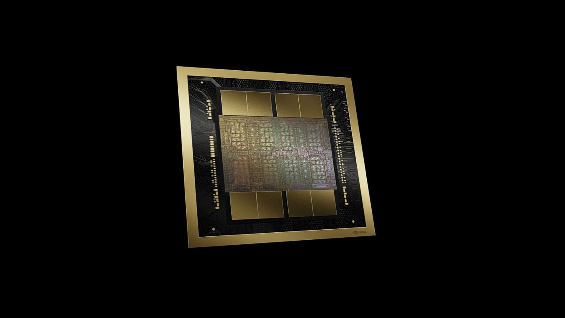 Nvidia B200-GPU vor schwarzem Hintergrund